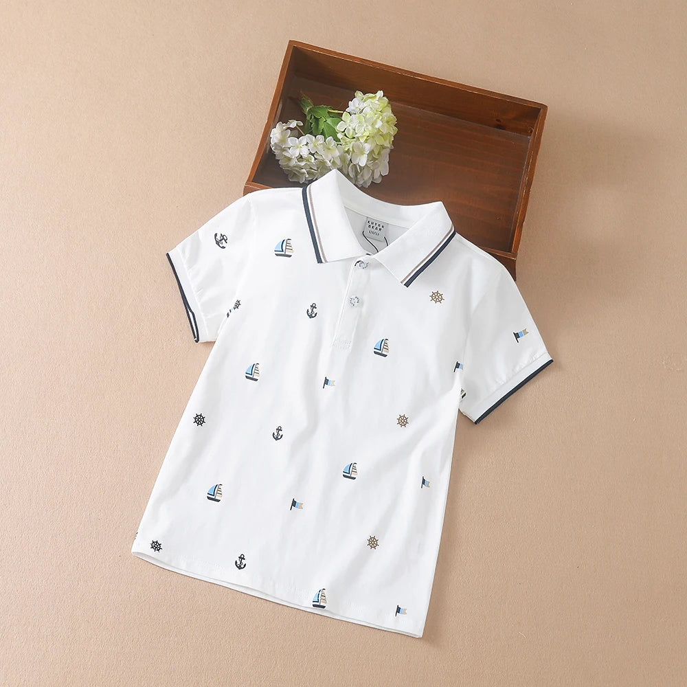 Jungen-Shirts, 2024, neues Sommer-Top, Poloshirt, hochwertige Kinderkleidung, kurzärmeliges Baumwoll-T-Shirt für Kinder
