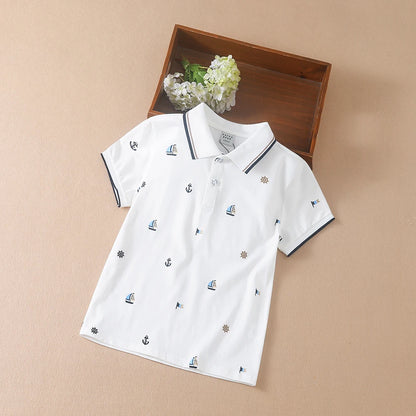 Jungen-Shirts, 2024, neues Sommer-Top, Poloshirt, hochwertige Kinderkleidung, kurzärmeliges Baumwoll-T-Shirt für Kinder