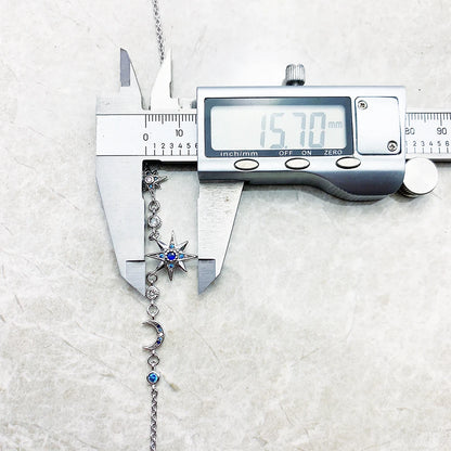 Damen-Halskette Stern und Mond Royalty Gliederkette aus Sterlingsilber