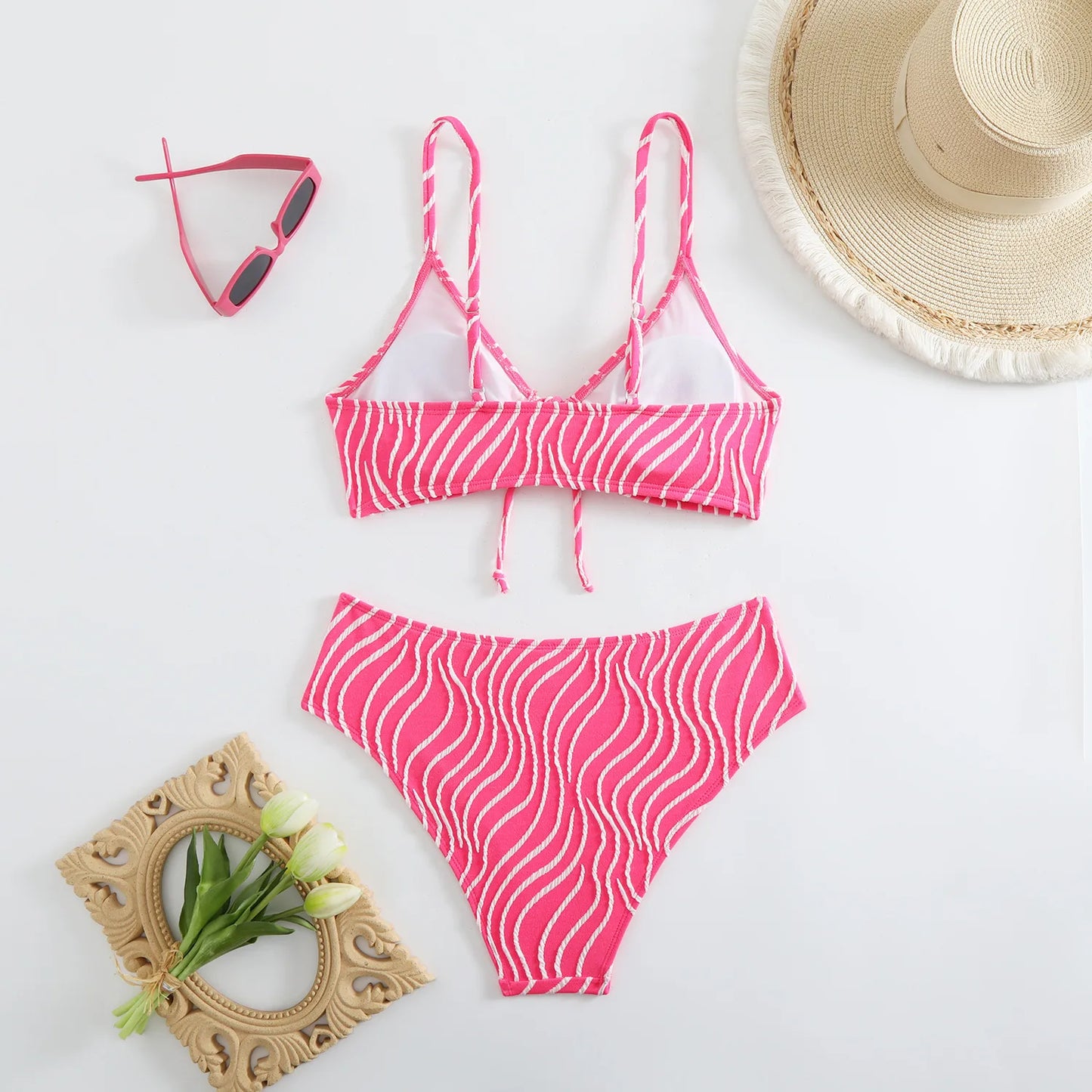 Sexy Bikini-Set in Pink mit Push-up-Effekt – Perfekt für Strand und Pool