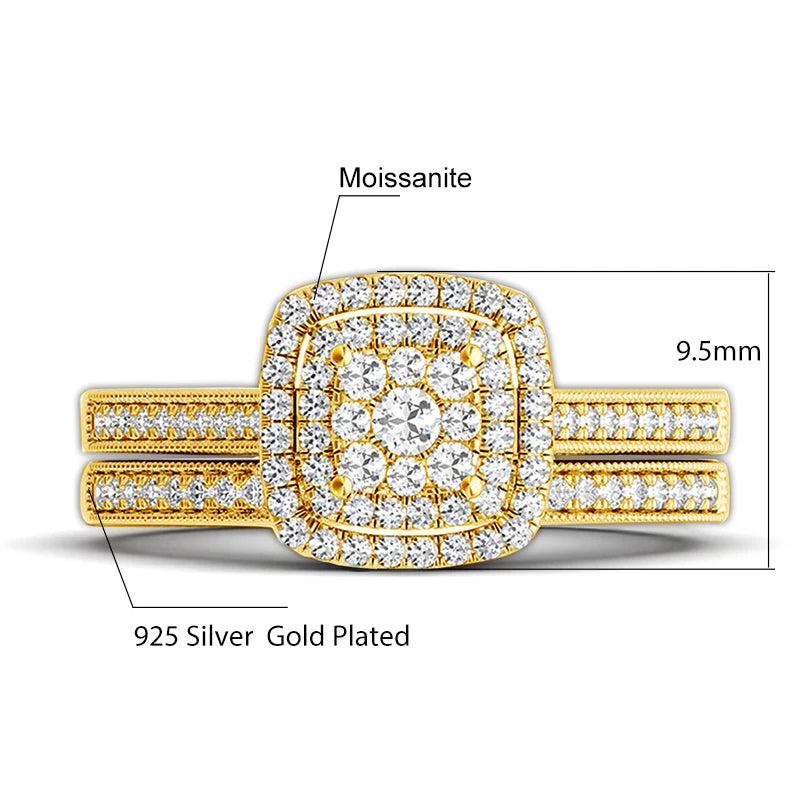 Damen-Verlobungsringe-Set Moissanit aus Sterling Silber, 2er-Set, Zertifiziert für Paare