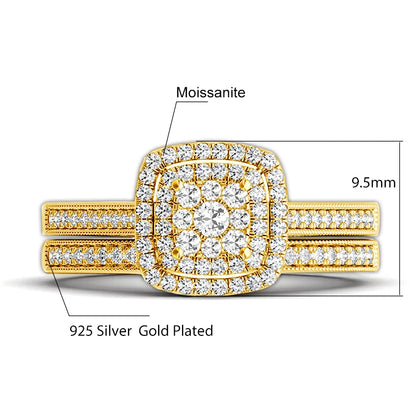 Damen-Verlobungsringe-Set Moissanit aus Sterling Silber, 2er-Set, Zertifiziert für Paare