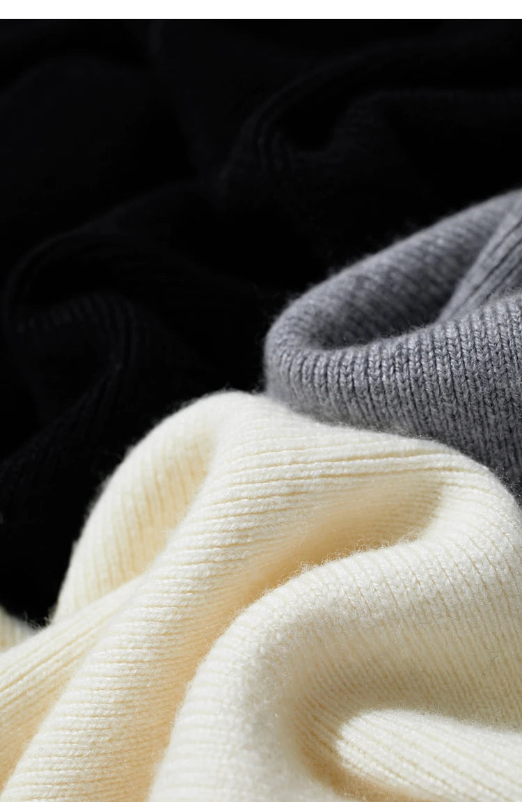 Damen-Rollkragenpullover Kaschmir-Wolle Slim Stickerei Winter
