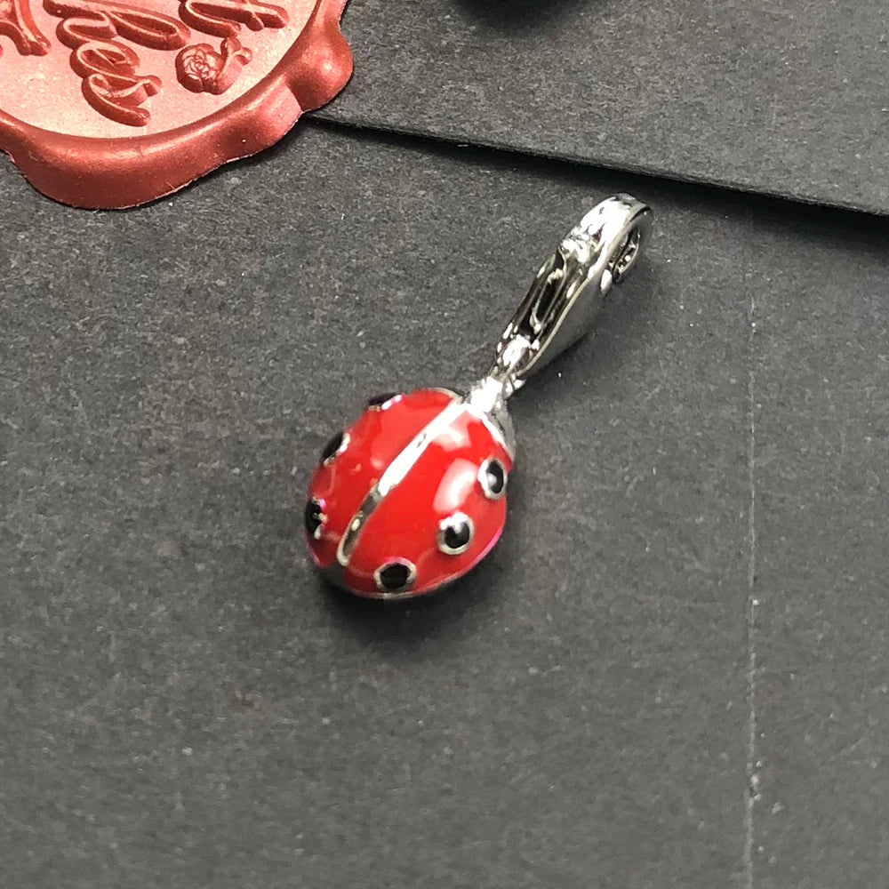 Damen-Charm-Anhänger Marienkäfer rot süß Glück aus Sterlingsilber
