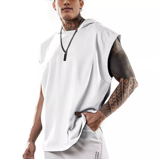 Herren-Fitness-Weste aus Baumwolle mit breiten Trägern und I-Form – ideal für den Sommer.
