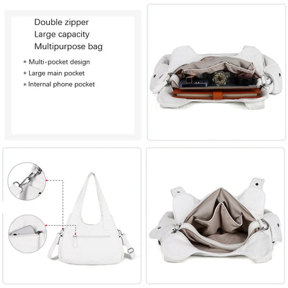 Damen-Hobo-Tasche Aus Weichem Leder Mit Abnehmbarem Schulterriemen Für Alltag Und Reisen