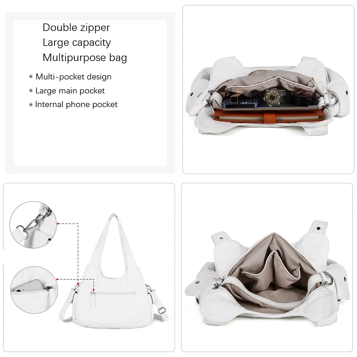 Damen-Schultertasche aus PU-Leder Große Kapazität Viel Stauraum Alltagsbegleiter Modernes Design und Praktisch