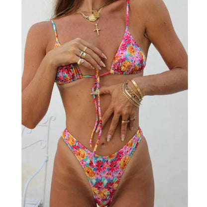 Zweiteiliges Damen-Badeanzug-Set mit hoher Taille für den Strand und Pool in großen Größen