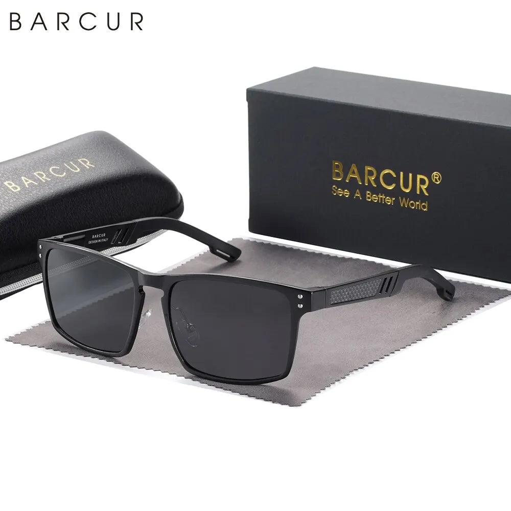 Sonnenbrille Al-Mg quadratisch Vintage polarisiert UV400 Business Herren