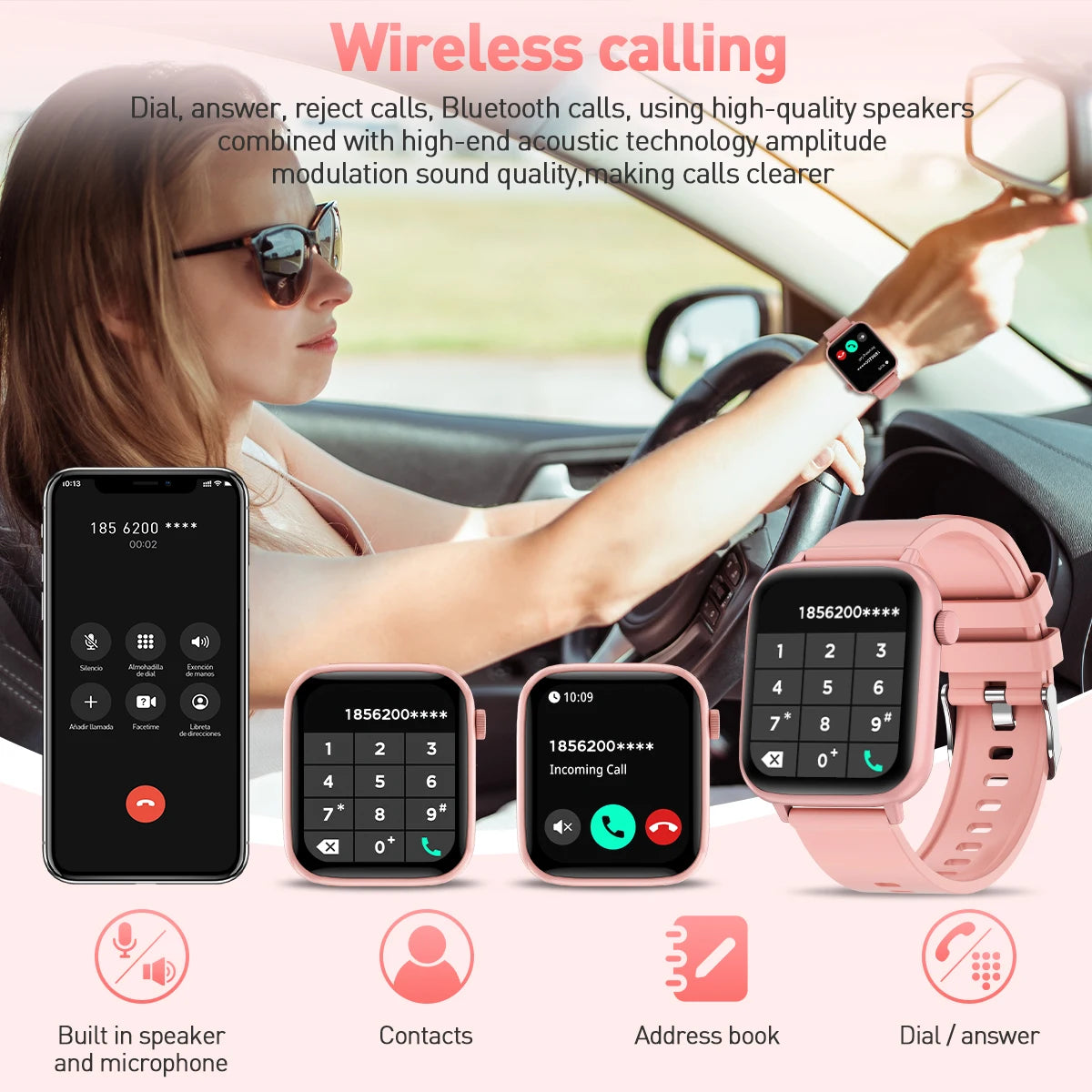 LIGE 2024 Männer Frauen Smart Uhr 1,83 Zoll Bluetooth Sprachanrufe Armband Informationen Warnungen Fitness Smartwatch Für IOS Android