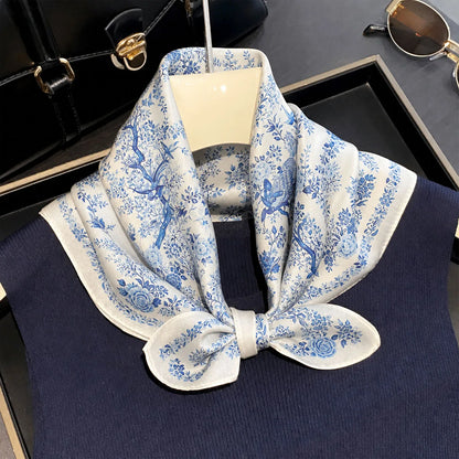 Damen Seidenschal 53cm klein quadratisch Haarband Kopftuch Halstuch Bandana D