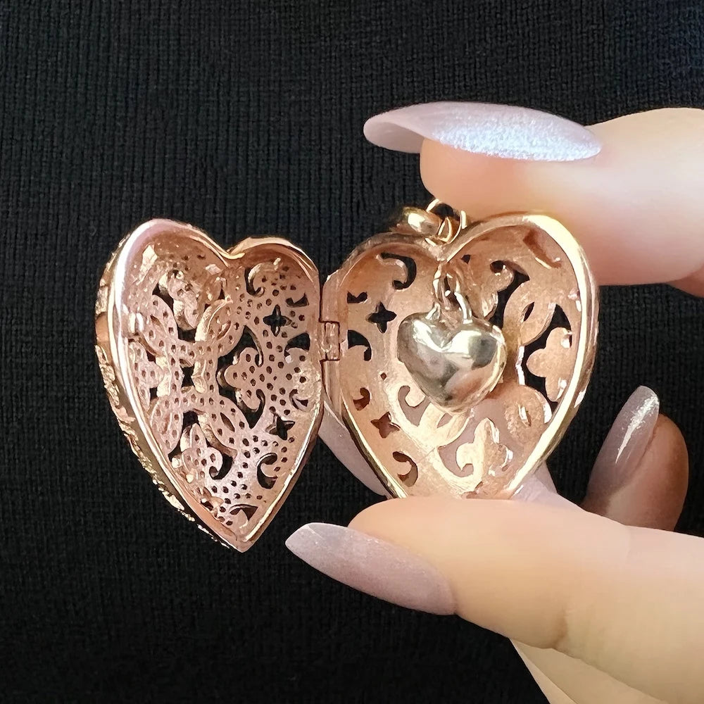 Damen-Charm-Anhänger Herz-Medaillon Glamour aus Sterlingsilber