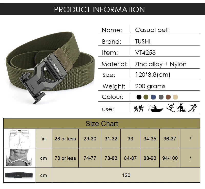 Herren-Gürtel Elastischer 3,8 Zentimeter Breite Gurtband Mit Metall-Schnalle Und Automatikverschluss