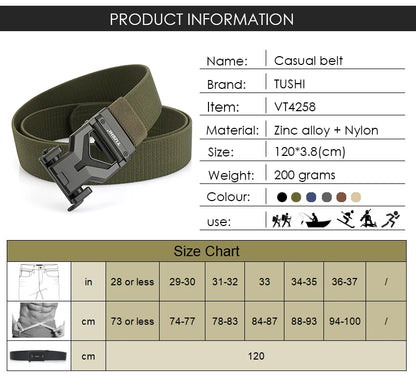 Herren-Gürtel Elastischer 3,8 Zentimeter Breite Gurtband Mit Metall-Schnalle Und Automatikverschluss