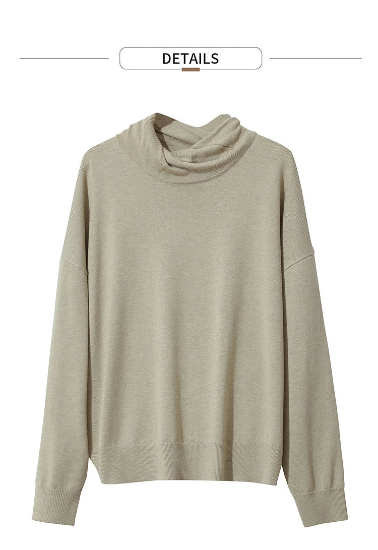 Damen-Rollkragenpullover locker Wolle-Mix Raglan lang Winter
