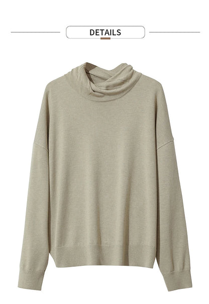 Damen-Rollkragenpullover locker Wolle-Mix Raglan lang Winter