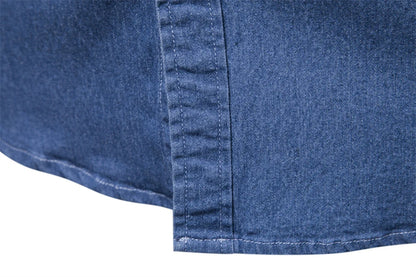 Herren Hemd aus Baumwolle im einfarbigen Denim-Look mit Tasche