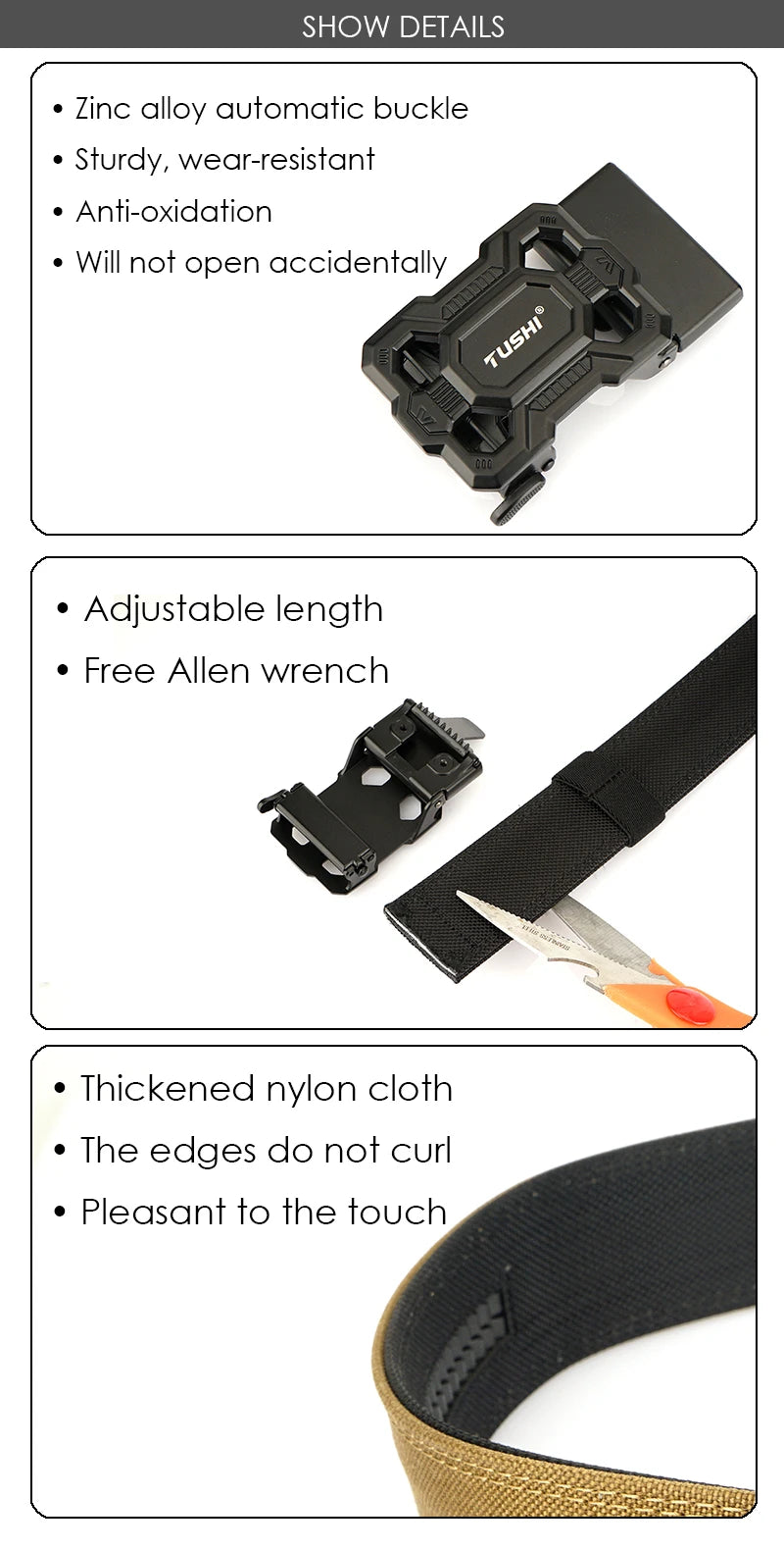 Herren-Taktischer Gürtel aus Nylon mit Robuster Metall-Schnalle Länge 110 bis 120 cm