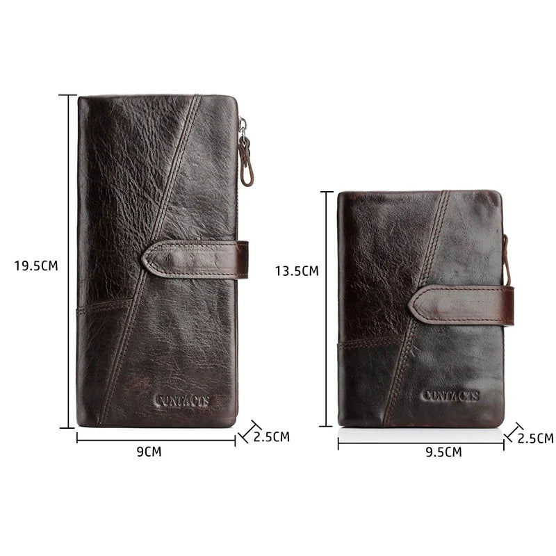 Herren Echtleder Lange Geldbörse Vintage Premium Kartenhalter Geldclip Luxus Reise