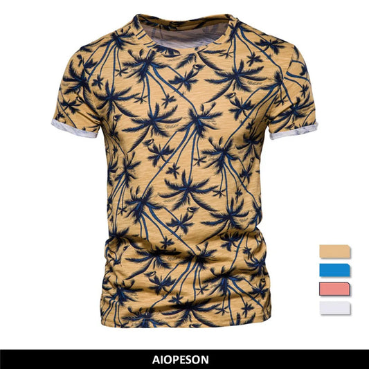AIOPESON Hawaii Stil T-shirts Männer Oansatz Casual Hohe Qualität Strand Herren T Shirt Neue Sommer 100% Baumwolle Gedruckt Top Tees männer