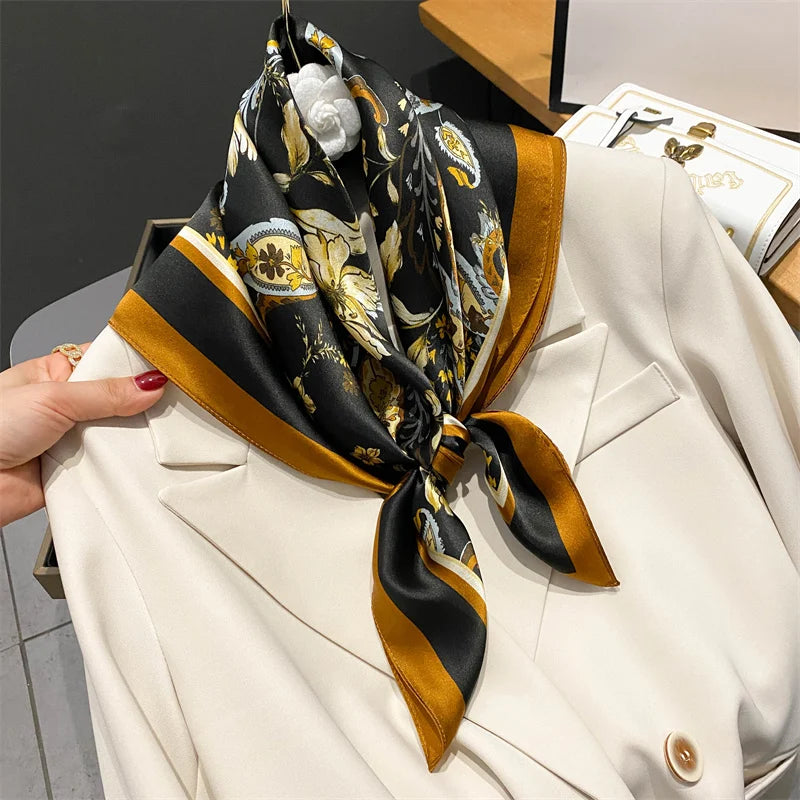Damen Seidenschal quadratisch 70cm Halstuch Bandana Hijab Pashmina G