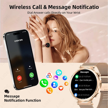 LIGE 2025, ultradünne Damen-Smartwatch, 1,6 Zoll HD, zeigt immer die Zeit, BT-Anruf, Herzfrequenz, weibliche Menstruationsverfolgung, Smartwatch