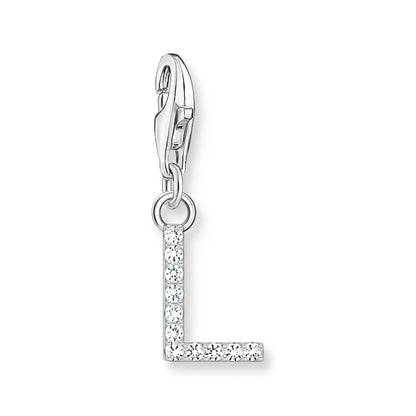 Damen-Charm-Anhänger Buchstaben weißer Stein klassisch aus Sterlingsilber