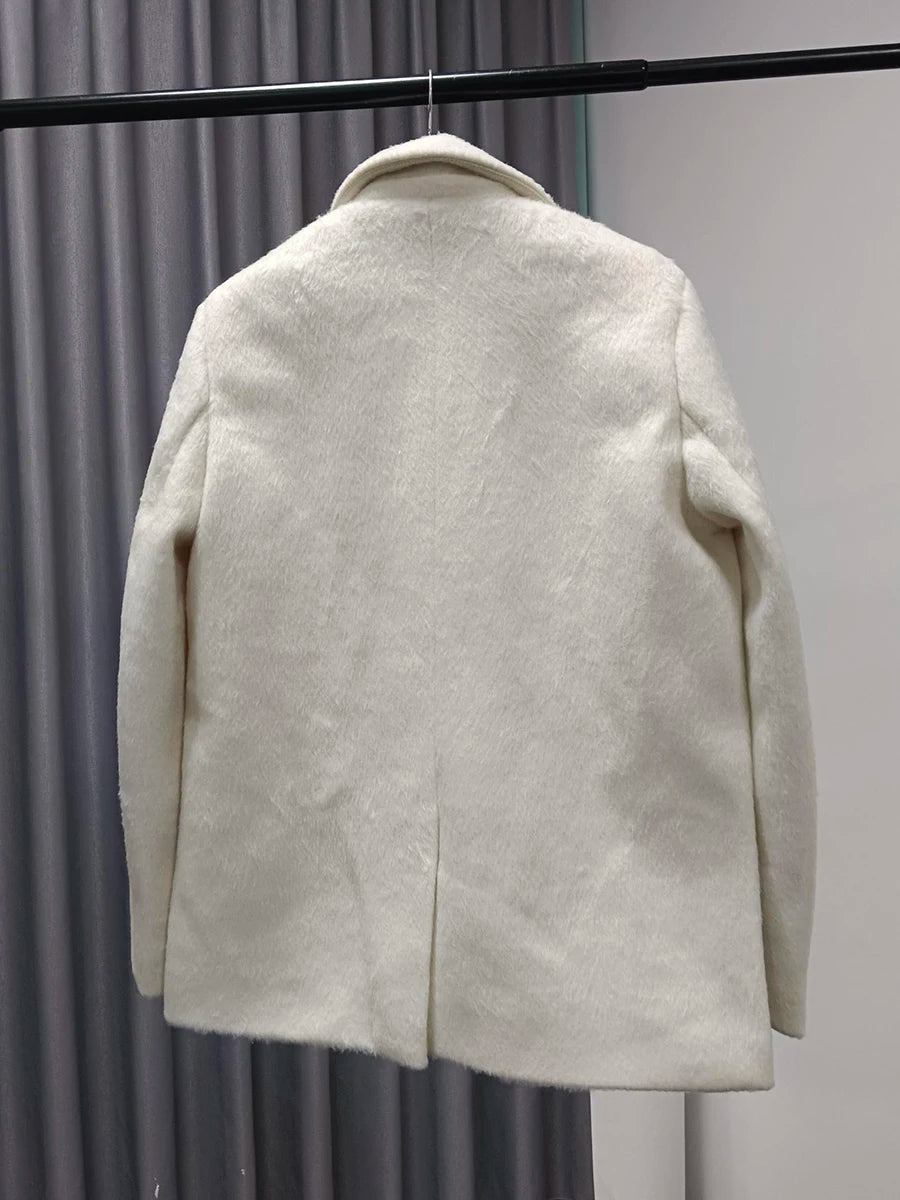 Elegante Damenjacke mit Reverskragen und langen Ärmeln – luxuriöses Patchwork-Design mit Taschen