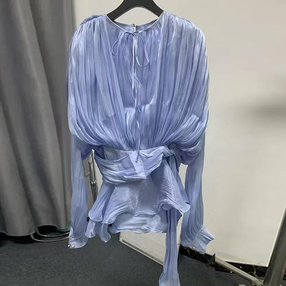 Elegantes Damen-Tunikakleid mit Rundhalsausschnitt, langen Ärmeln und Patchwork-Design