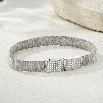 Damen-Tennisarmband Flachdraht mit Moissanit