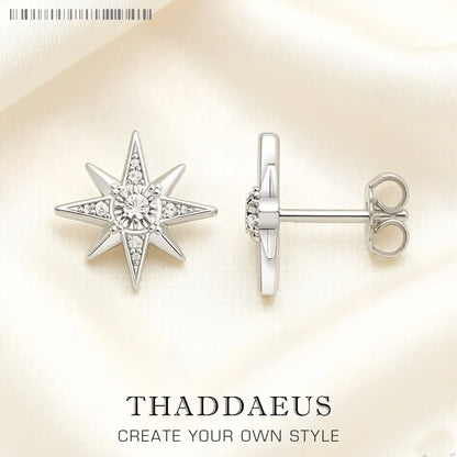 Damen-Ohrstecker Magic Star handgefertigt Vintage aus Sterlingsilber