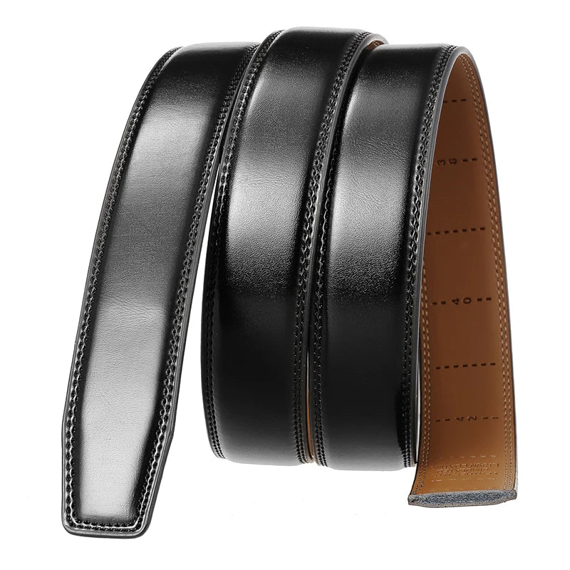 VATLY Ledergürtel Herren 3cm Metall-Automatik-Schnalle Lochlos Mode