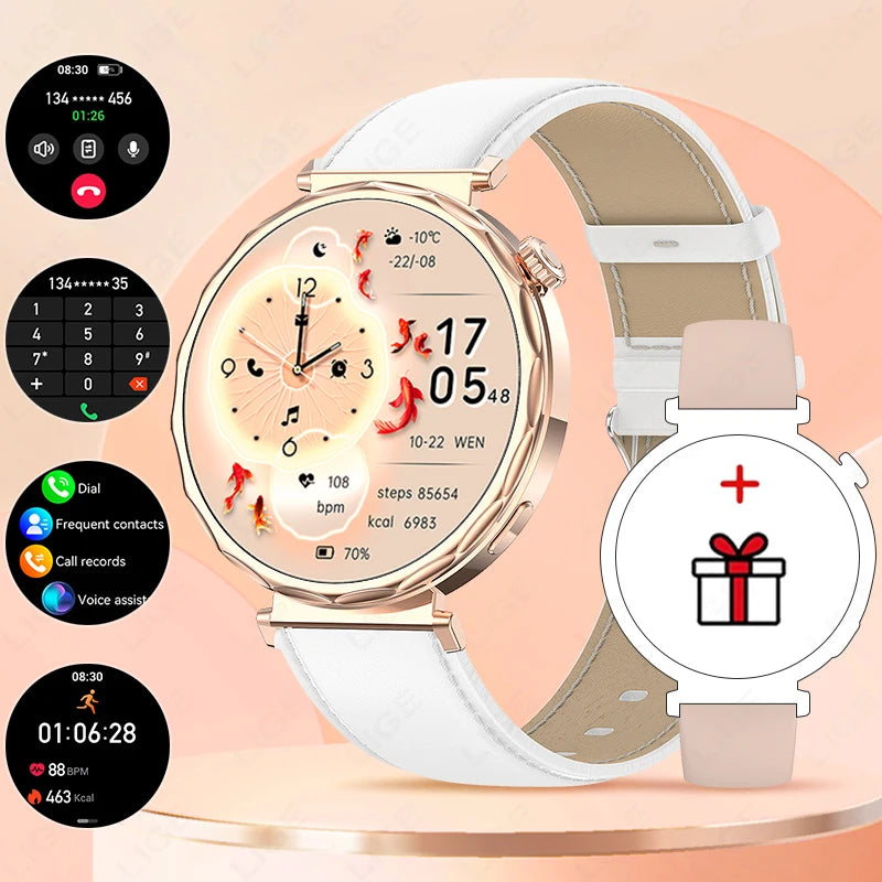 LIGE 2025, ultradünne Damen-Smartwatch, 1,6 Zoll HD, zeigt immer die Zeit, BT-Anruf, Herzfrequenz, weibliche Menstruationsverfolgung, Smartwatch