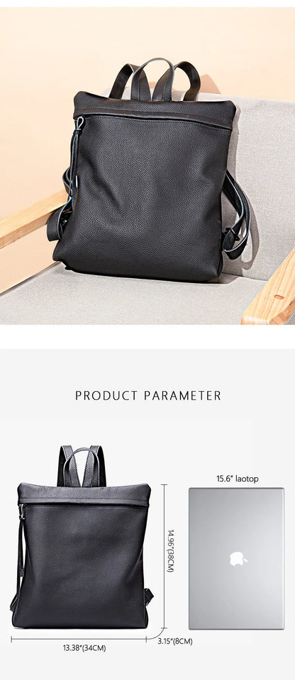 Damen-Lederrucksack Mit Top-Griff Und Viel Stauraum Durch Mehrfachtaschen Und Gepolsterter Rücken