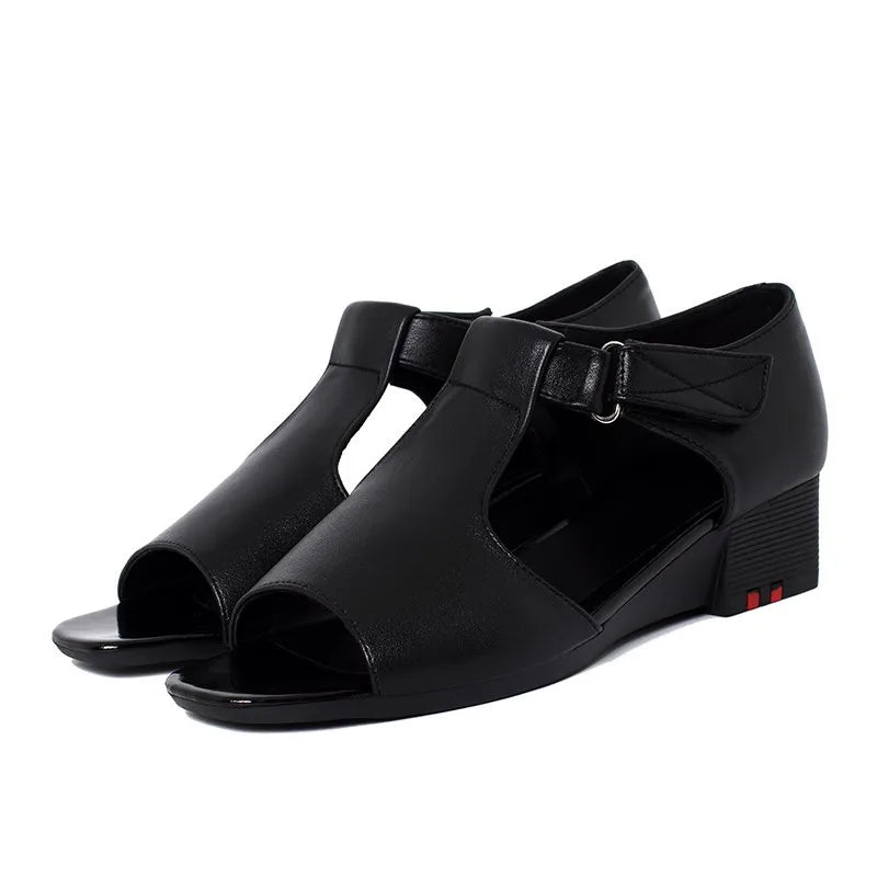 Damen Gladiator Sandalen Echtes Leder Fischmaul