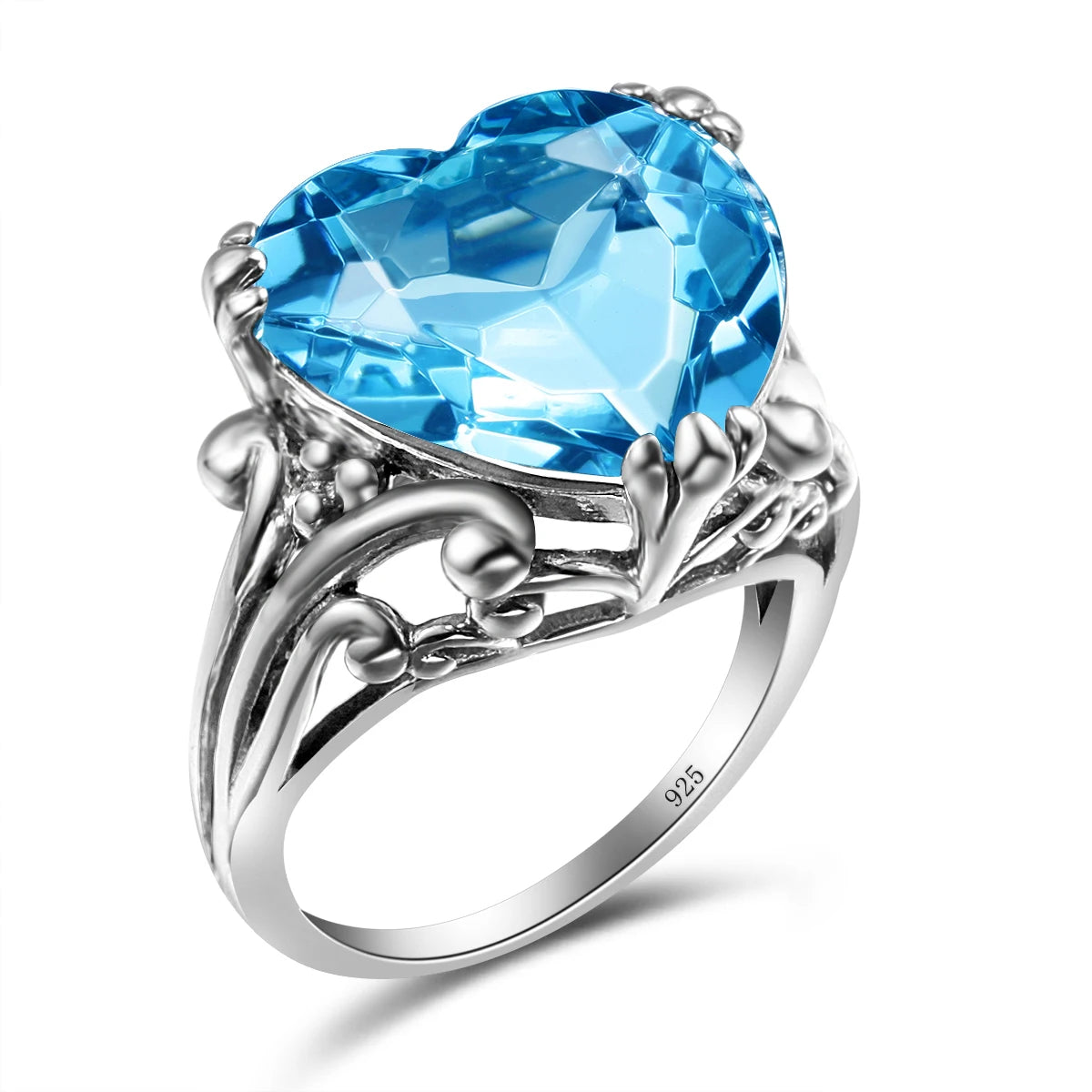 Damen-Ring aus 925-Silber mit Herzform und Mystic-Topas Regenbogenfarben für Alltag und festliche Anlässe
