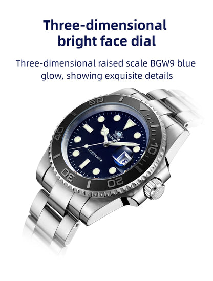 ADDIESDIVE 41mm reloj hombre Watch For Men 20Bar Diving 316L Stainless Steel Montre Homme BGW9 Super Luminous Quartz Watches