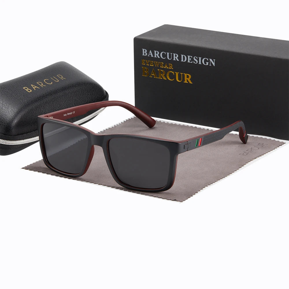 Sonnenbrille quadratisch UV400 polarisiert Fahren Herren Originaletui