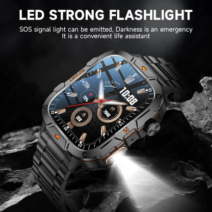 LIGE 2024 Männer Frauen Smart Uhr Bluetooth Anruf Musik Spiel Stimme Assistent Smartwatch Outdoor Fitness Sport Taschenlampe Armbanduhr