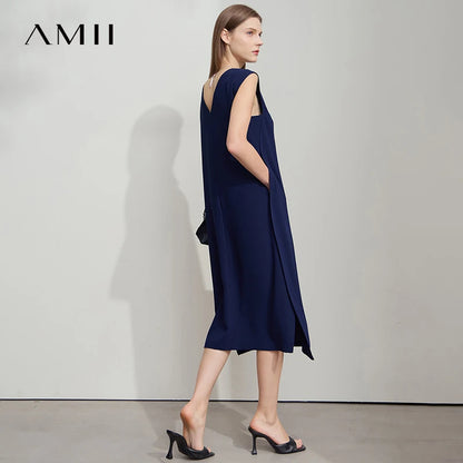 Ärmelloses Sommerkleid für Damen mit Rundhalsausschnitt – modisch und figurbetont im minimalistischen Design