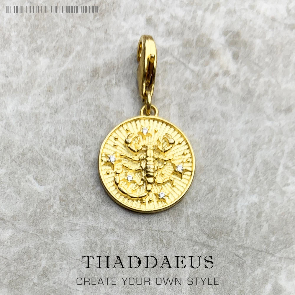 Damen-Charm-Anhänger Sternzeichen Horoskop Vintage aus Sterlingsilber