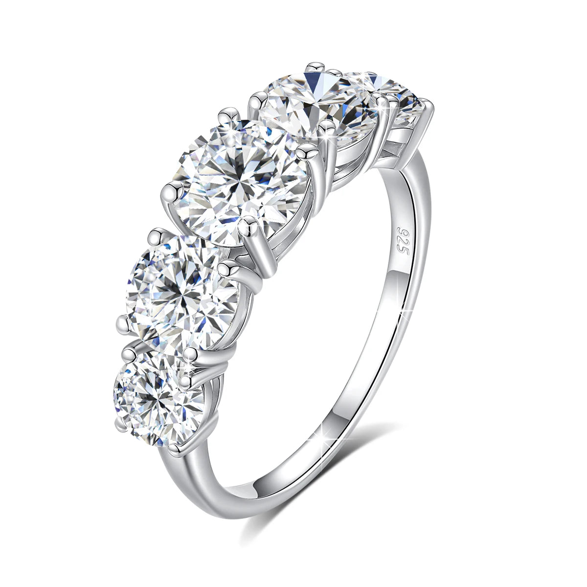 Damen-Verlobungsring aus Gelbgold 14K mit drei Moissaniten und Echtheitszertifikat