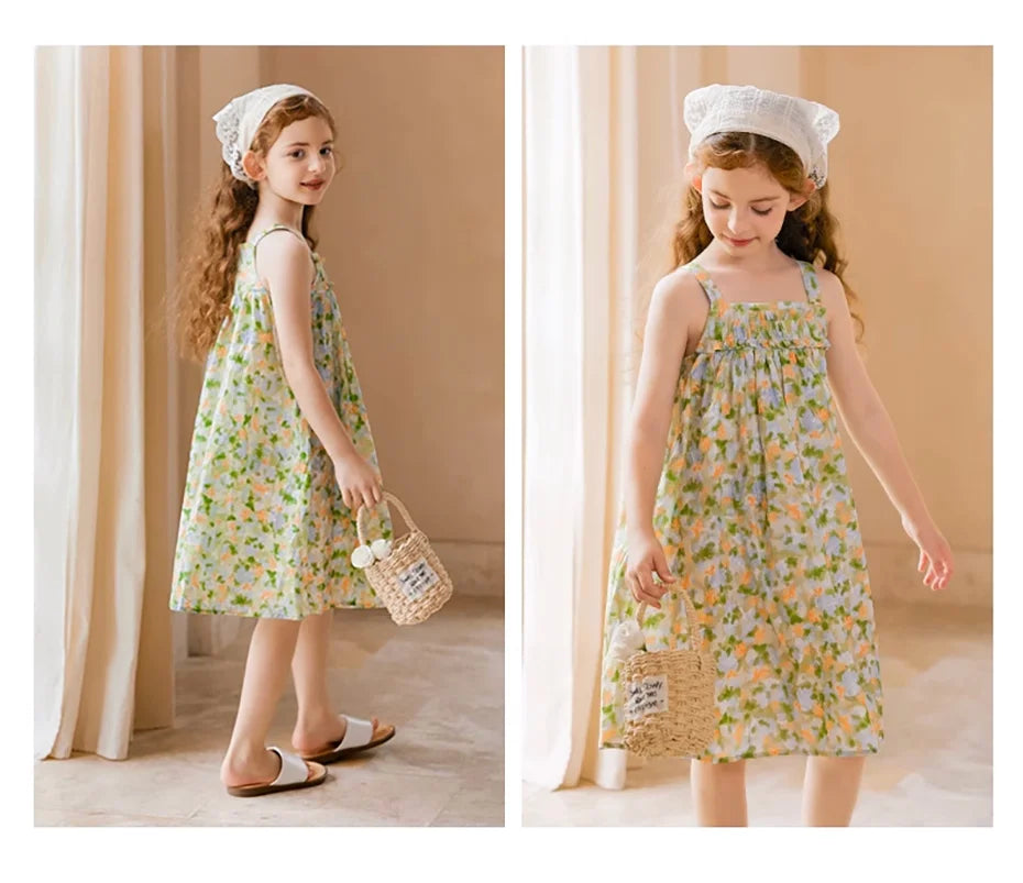 Leichtes Sommerkleid für Mädchen mit rosa Punkten und Prinzessinnen-Design – ideal für Partys und Hochzeiten