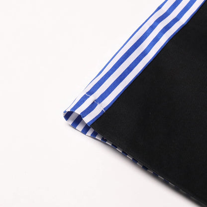 Colorblock-Denim-Blazer für Damen mit Notch-Kragen und Kettendetail – Langarm-Patchwork-Design für einen schicken Look