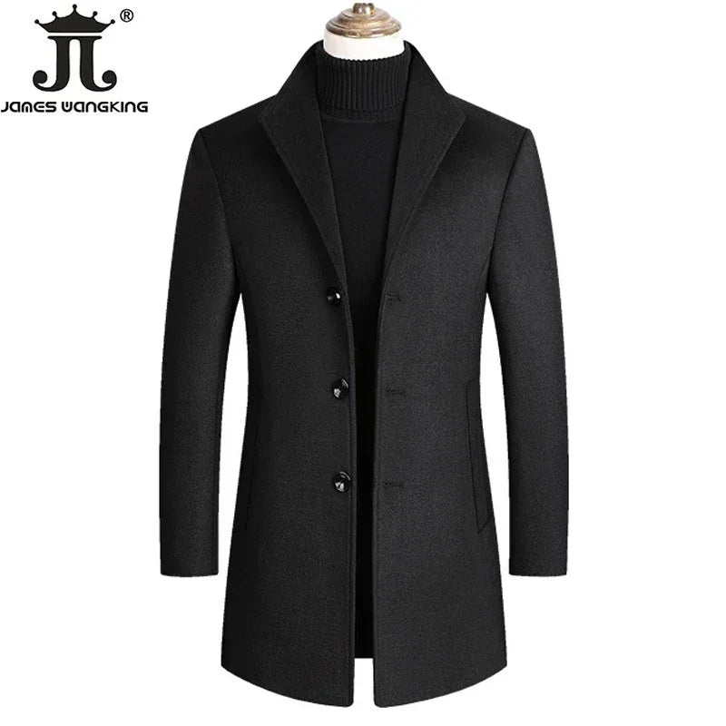 Eleganter Wollmantel für Herren – Herbst & Winter