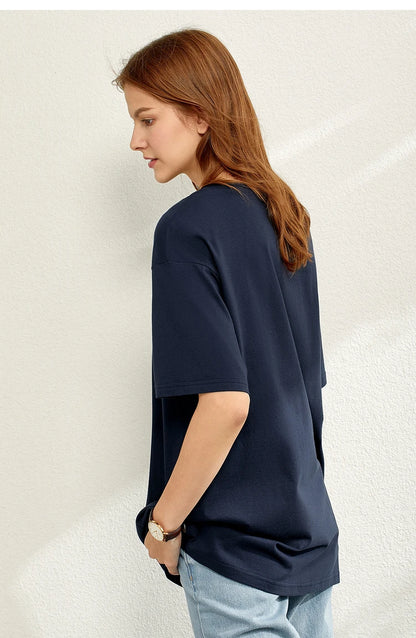 Damen T-Shirt im minimalistischen Sommer-Stil mit lässigem Patchwork-Design