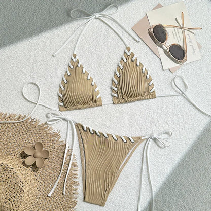 Sommerliches kariertes Bikini-Set mit Push-up-Effekt – verführerische Bademode für den Strand und Pool