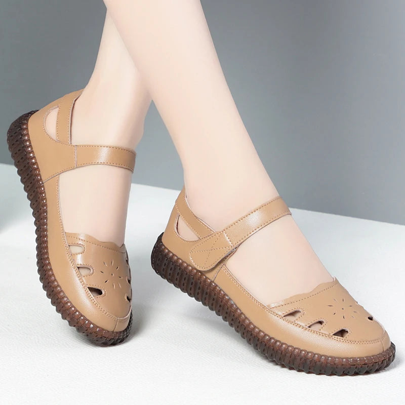 AIYUQI 2025 neue frauen sandalen Flache sohlen nicht-slip hohl frauen schuhe Sommer große-größe weibliche sandalen