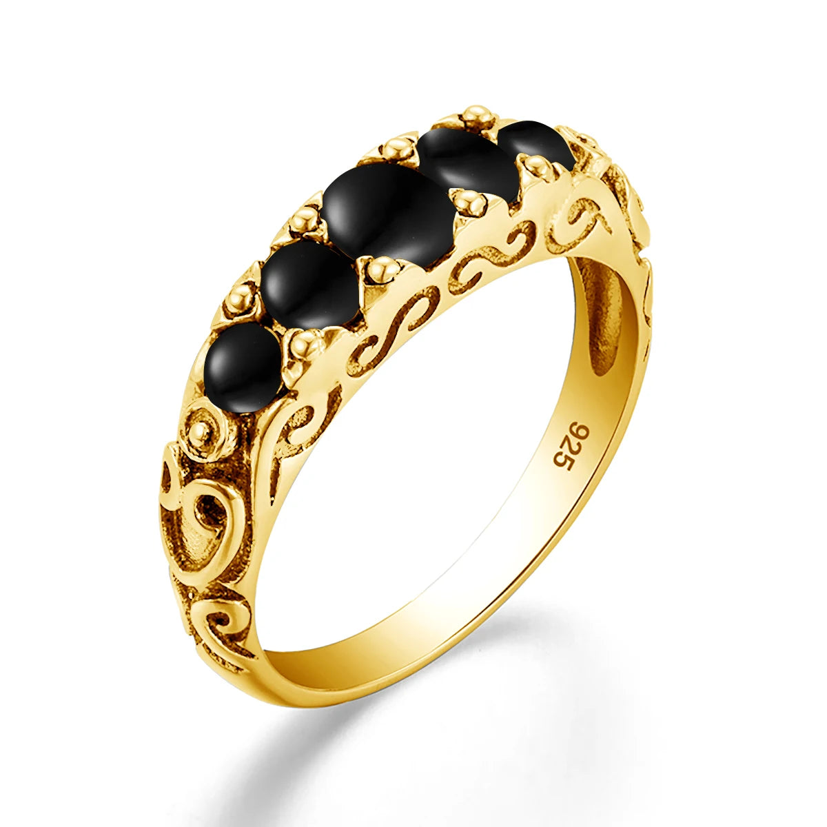 Damen-Ring aus Silber 925 mit Regenbogen-Topas Fünfstein-Design Gewölbter Bund Hochwertiges Geschenk