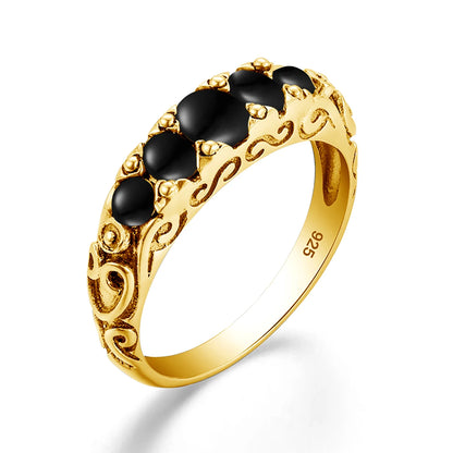 Damen-Ring aus Silber 925 mit Regenbogen-Topas Fünfstein-Design Gewölbter Bund Hochwertiges Geschenk